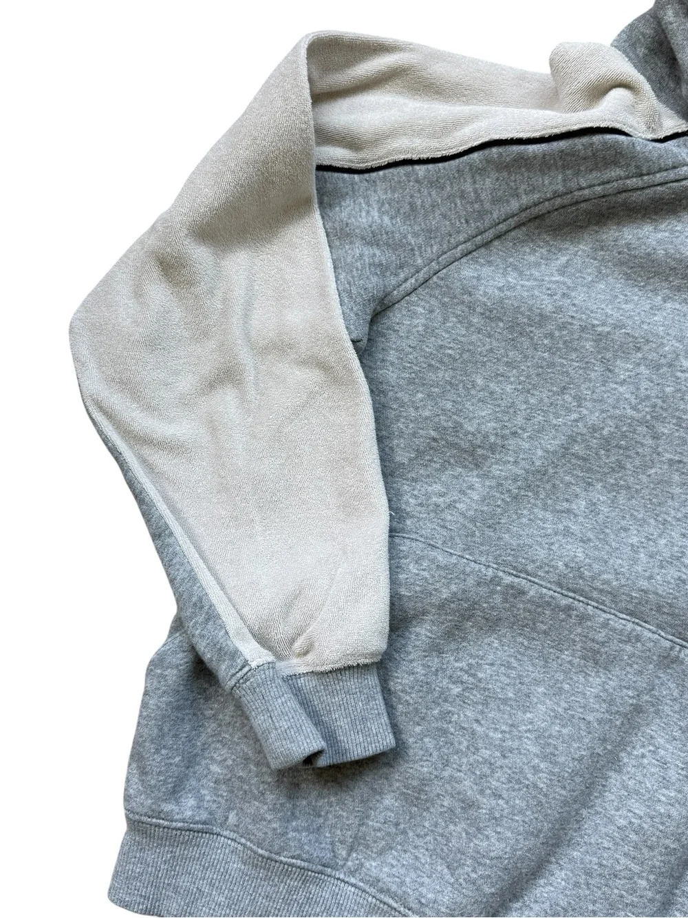 Nike Sportswear Club Fleece Hoodie Gray Cream Colorblock Pullover Youth Medium